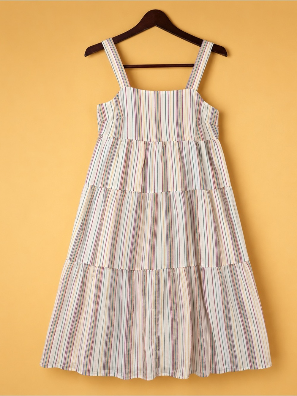 Madewell Rainbow Stripe Cotton Tiered Sundress Size 00